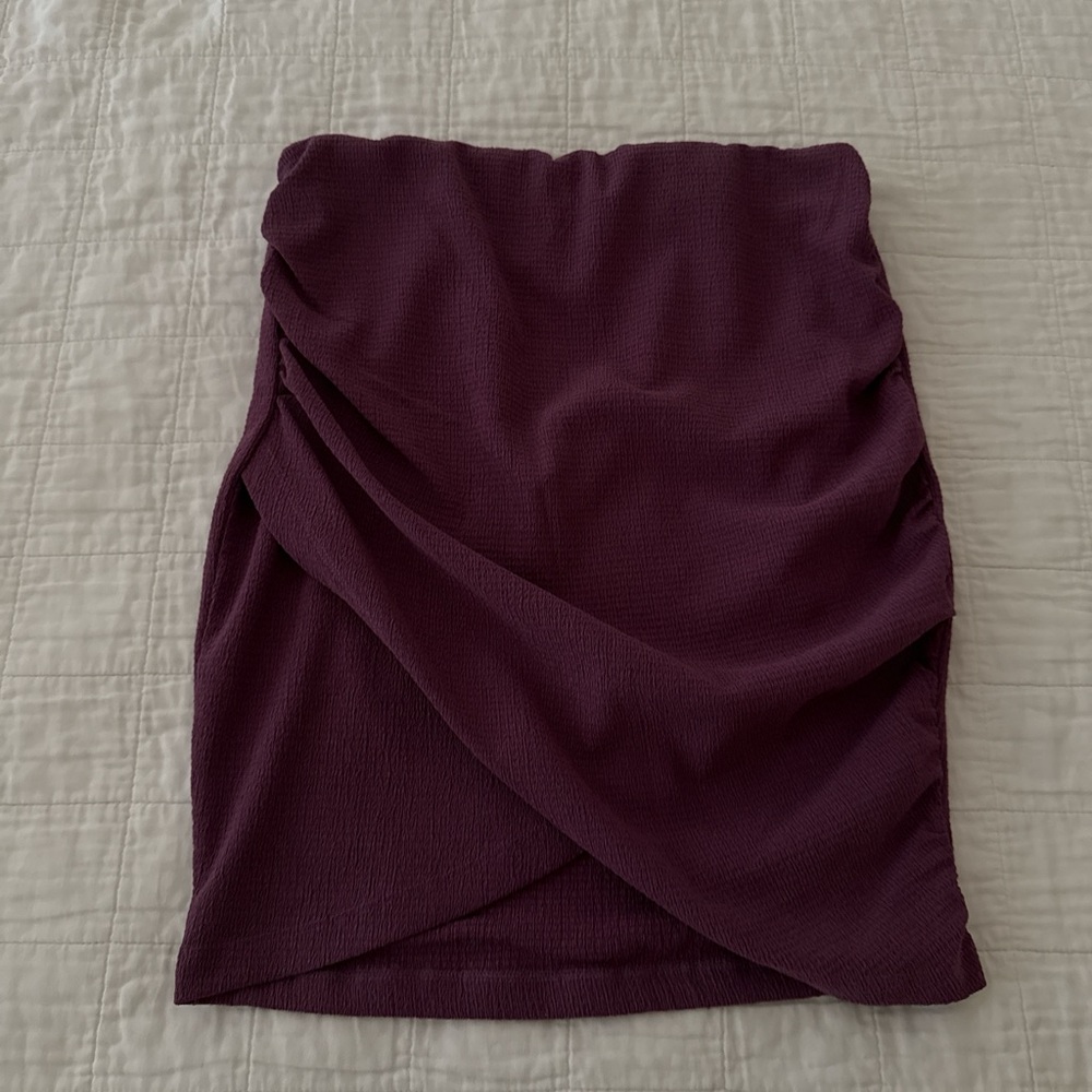 Free People Purple Ruched Wrap Mini Skirt